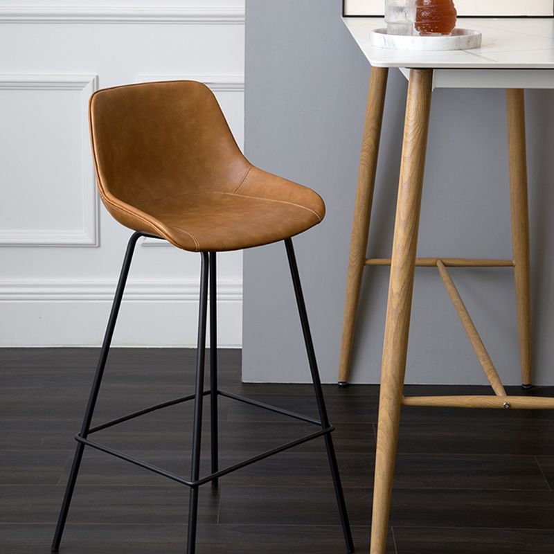 Black Metal Leather Bar Stool Scandinavian Low Back Bristol Counter Stool with Bucket Seat Clearhalo 'Bar Furniture' 'Bar Stools' 'bar_stools' 'furn' 'furn_bar_stools' 'furniture_bar_stools' 'Kitchen & Dining Furniture' 'kitchen&dining_furn' 'kitchen' 'kitchen_furn' Furniture' 1200x1200_6a52b0a6-23fe-4cac-9897-f9f436e4c9d2