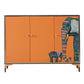 47.5"L Glam Engineered Wood Credenza Orange Cabinets Dining Server for Living Room Clearhalo 'buffet_sideboard' 'Buffets & Sideboards' 'furn' 'furn_buffet_sideboard' 'Furniture' 'Kitchen & Dining Furniture' 1200x1200_6a536f87-4a57-43fe-a940-9f042c109468
