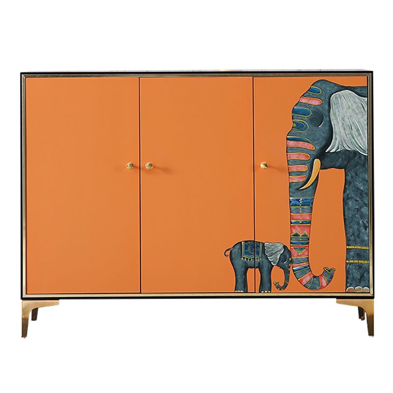 47.5"L Glam Engineered Wood Credenza Orange Cabinets Dining Server for Living Room Clearhalo 'buffet_sideboard' 'Buffets & Sideboards' 'furn' 'furn_buffet_sideboard' 'Furniture' 'Kitchen & Dining Furniture' 1200x1200_6a536f87-4a57-43fe-a940-9f042c109468