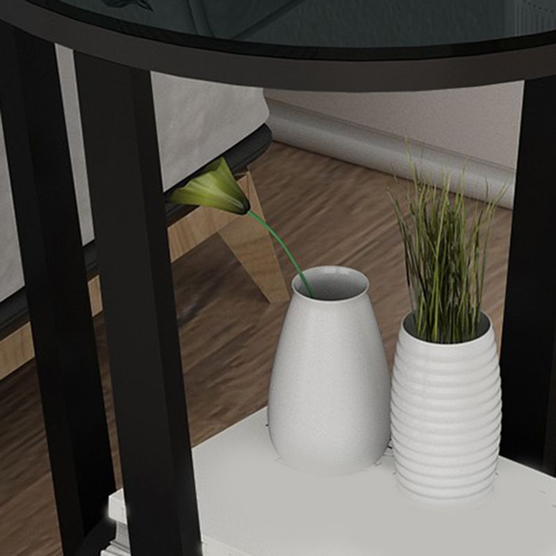 22,4 "tavolo da gambe in acciaio alto 4 gambe rotonde tavolo da estremità in legno con scaffale