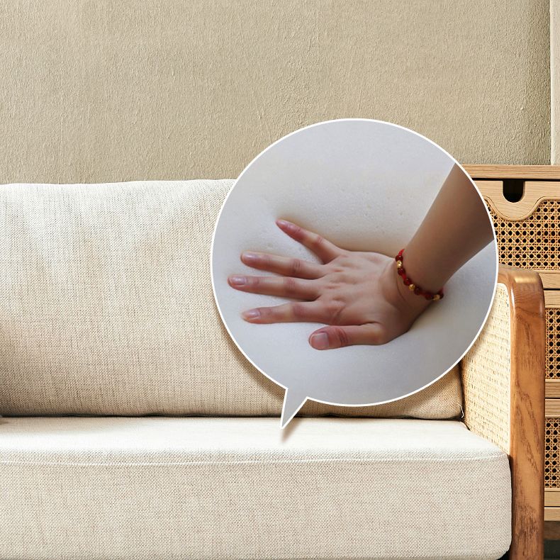 25,59 "hoher Leinensofa weißer Smoking -Arm -Sofa mit losen Rücken in festem Holz