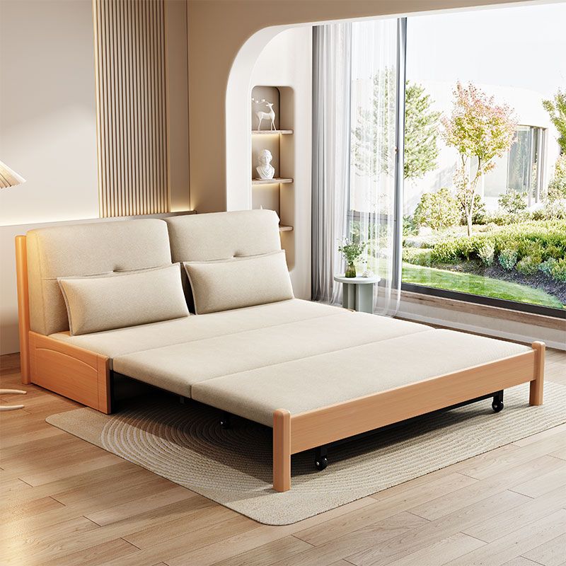 Contemporary Foldable Futon Sleeper Solid Wood Futon Sleeper Sofa with Storage