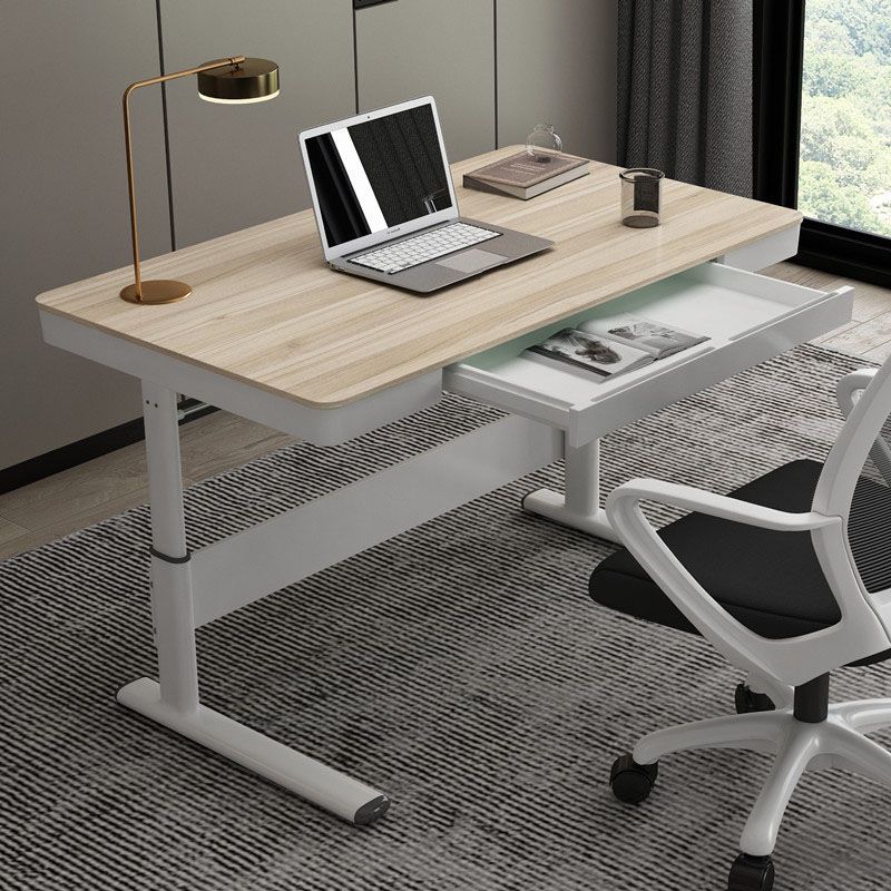 Hight Adjustable Writing Desk Bedroom White Trestle Table Leg Rectangular Desk Clearhalo 'furn' 'furn_office_desk' 'Furniture' 'furniture_office_desk' 'Office Desks' 'Office Furniture' 'office_desk' 1200x1200_6a569245-ef58-4ad8-b643-3c065483e0e8