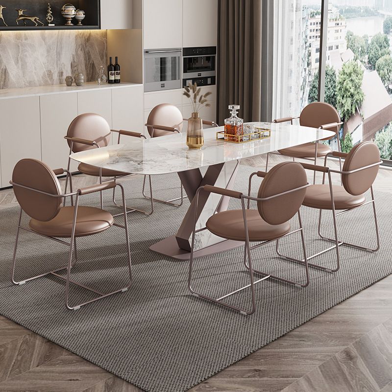 Luxury Sintered Stone Top Dining Set Rectangle 1/4/5/7 Pieces Dining Room Table Set Clearhalo 'Dining Room Sets' 'Dining Tables & Seating' 'dining_room_set' 'furn' 'furn_dining_room_set' 'Furniture' 'furniture_dining_room_set' 'Kitchen & Dining Furniture' 1200x1200_6a577f59-6c25-46de-bed5-921f6a527cb2