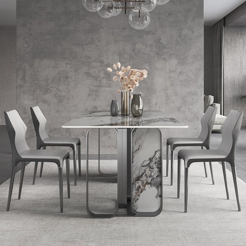 Designer Style Sintered Stone Top Dining Set Rectangle 1/3/4/5/6/9 Pieces Dining Table Set Clearhalo 'Dining Room Sets' 'Dining Tables & Seating' 'dining_room_set' 'furn' 'furn_dining_room_set' 'Furniture' 'furniture_dining_room_set' 'Kitchen & Dining Furniture' 1200x1200_6a57e4d7-6b0c-41c4-ad6b-f6de0d3bf652