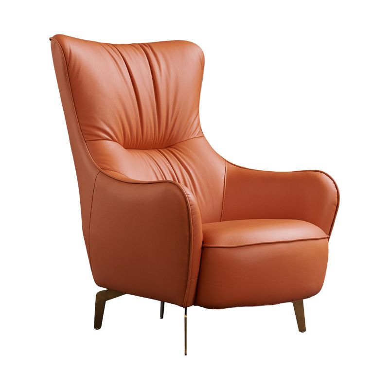 Modern Fixed Back Chair Solid Color Upholstered Genuine Leather ArmChair Clearhalo 'Accent Chairs' 'accent_chairs' 'Chairs & Seating' 'furn' 'furn_accent_chairs' 'Furniture' 'Living Room Furniture' 1200x1200_6a58a861-26e7-452c-bbfe-78495b549379