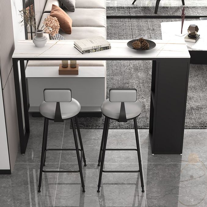 Stone Top Industrial Cocktail Bar Table with Storage Rectangle Counter Table Clearhalo 'Bar Furniture' 'Bar Tables' 'bar_tables' 'furn' 'furn_bar_tables' 'Furniture' 'Kitchen & Dining Furniture' 1200x1200_6a5aea04-2601-4f37-9306-5a2b8da375bb