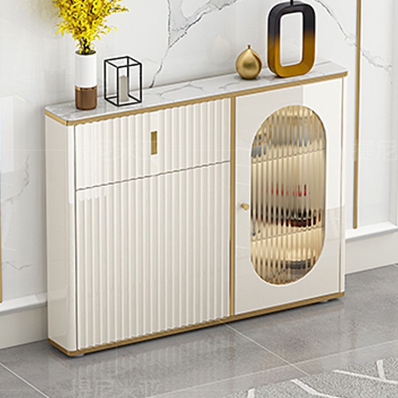 Weißer Buffetserver mit Glastüren Glam Dining Server für Küche