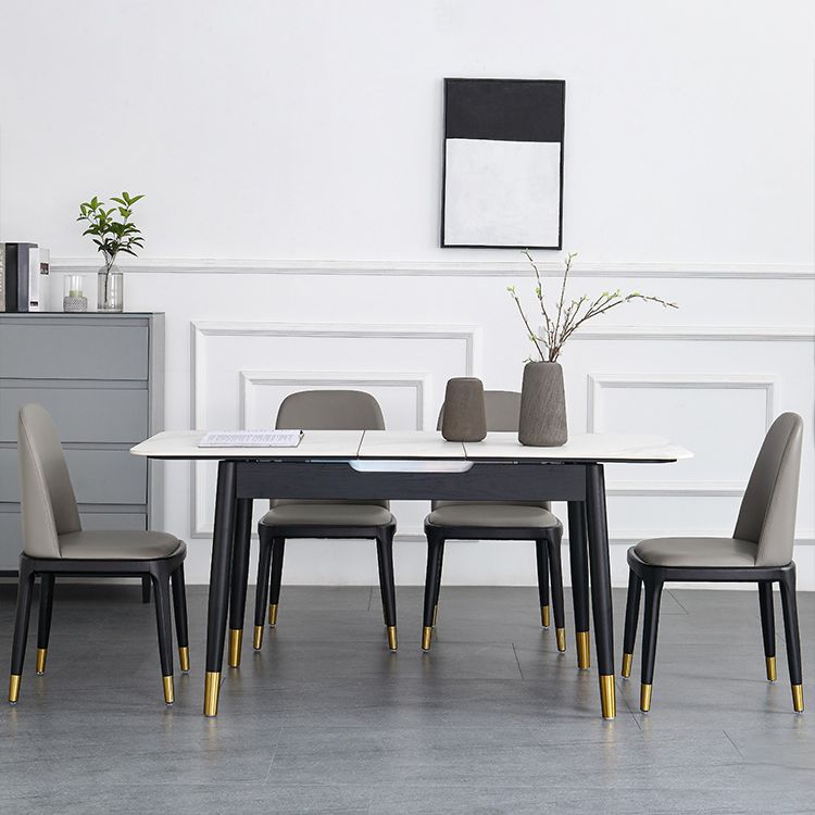 Minimalist Sintered Stone Extendable Dining Set Rectangle Shape White Dining Set for Kitchen Clearhalo 'Dining Room Sets' 'Dining Tables & Seating' 'dining_room_set' 'furn' 'furn_dining_room_set' 'Furniture' 'furniture_dining_room_set' 'Kitchen & Dining Furniture' 'kitchen&dining_furn' 'kitchen' 1200x1200_6a5d7a9d-5ade-4eb2-b3a5-5555da66ebf1