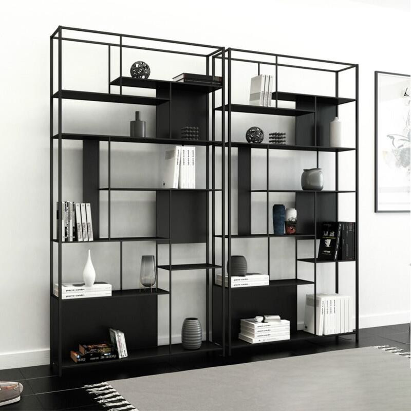 Rectangle Metal Bookshelf Scandinavian Open Bookcase with Shelves Clearhalo 'Bookcases' 'furn' 'furn_bookcases' 'Furniture' 'Office Furniture' 1200x1200_6a5f03b6-3de9-4a18-93dc-14cb46519ffd