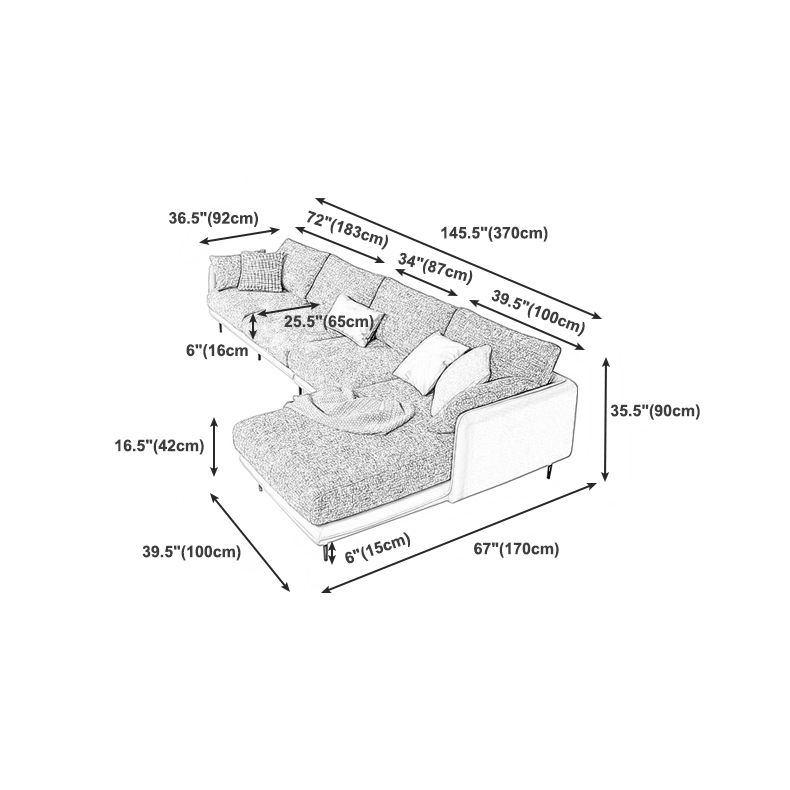 Modern Tuxedo Arm Removable Cushions Sofa with Pillows 35.43" for Living Room Clearhalo 'furn' 'furn_sectionals' 'Furniture' 'furniture_sectionals' 'kitchen' 'kitchen_sectionals' 'Living Room Furniture' 'Sectionals' 1200x1200_6a60da80-dff6-475c-8597-dc25e9e386e7