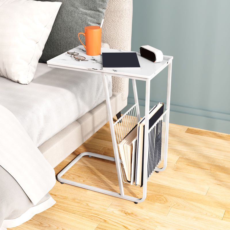 Modern 24 Inch H Nightstand Stone Top Metal Open Storage Night Table Clearhalo 'Bedroom Furniture' 'furn' 'furn_night_stand' 'Furniture' 'night_stand' 'Nightstands' 1200x1200_6a616f49-669d-4cc0-a7be-eb8105aac882