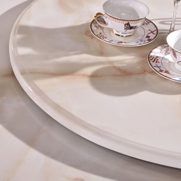 Stone Top Dining Table Round Dining Table with Pedestal Base in White