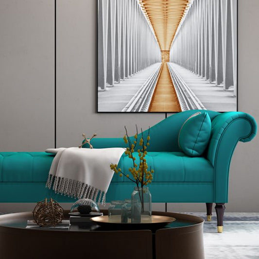 Glam Chaise Lounge Couch One Armed Chaise Lounge with Pillow