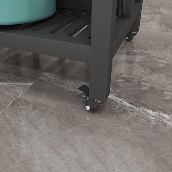 Modern Prep Table with Metal Base Rectangle Island Table for Kitchen