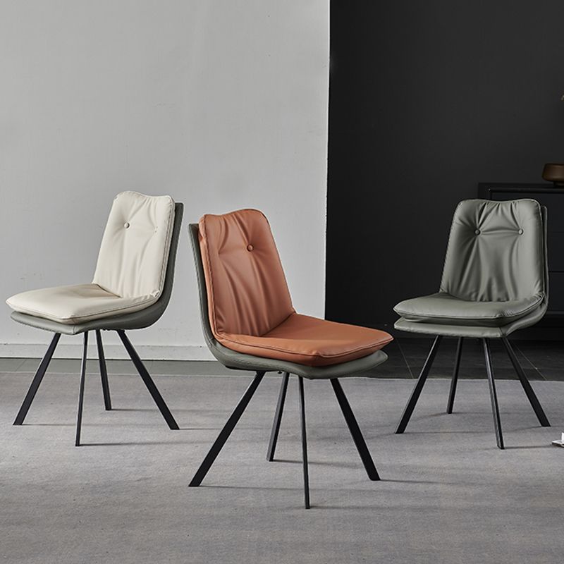 Home Faux Leather Side Chair Armless Dining Chairs in Black Legs Clearhalo 'Dining Chairs' 'Dining Tables & Seating' 'dining_chair' 'furn' 'furn_dining_chair' 'Furniture' 'Kitchen & Dining Furniture' 1200x1200_6a6843ae-01db-4d27-93ca-1a5db531064e