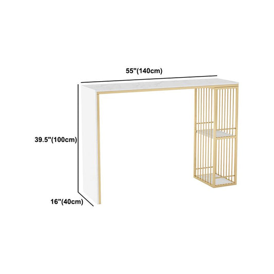 Tavolo da bar in stile glam in finta tavolo da pranzo in marmo con scaffale