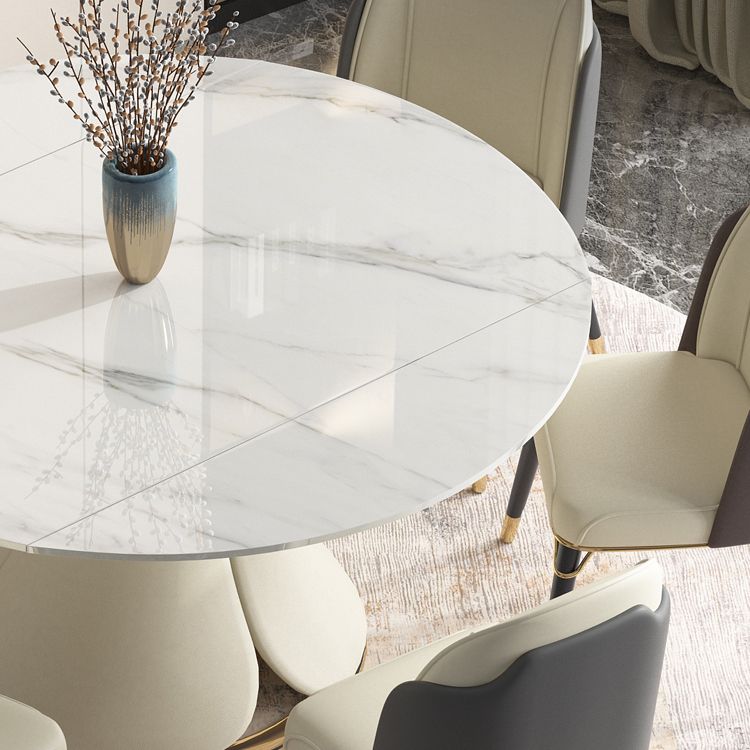 Sintered Stone Top Extendable Table Modern Round Table with Pedestal Base Clearhalo ' dining_table' 'Dining Tables & Seating' 'Dining Tables' 'furn' 'furn_dining_table' 'Furniture' 'furniture_dining_table' 'Kitchen & Dining Furniture' 'kitchen&dining_furn' 'kitchen' 'kitchen_dining_table' 1200x1200_6a6927ca-c272-40b7-b64e-5a4a665f75b5