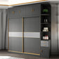 Grey Engineered Wood Wardrobe Cabinet Contemporary Wardrobe Armoire