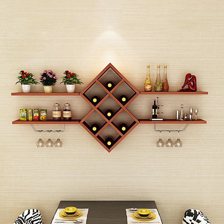 Houtwand gemonteerd wijnrek 9.2 "W x 29.2" H 7-bottle wijnrekken met plank