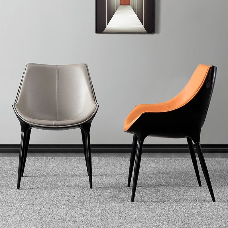 Contemporary Style Leather Dining Chairs Solid Back Arm Side Chairs (Set of 2) Clearhalo ' kitchen&dining_furn' 'Dining Chairs' 'Dining Tables & Seating' 'dining_chair' 'furn' 'furn_dining_chair' 'Furniture' 'furniture_dining_chair' 'Kitchen & Dining Furniture' 'kitchen' 1200x1200_6a70c0fe-1d65-4b60-907b-6b7c83d636bf