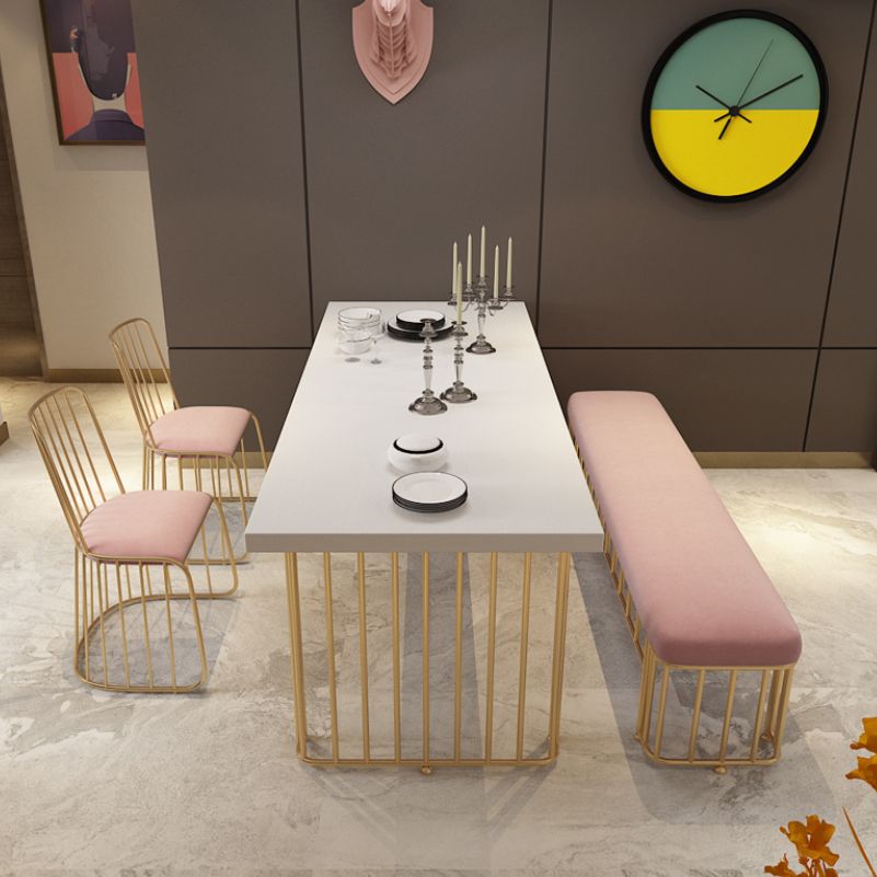 Modern Cotton Foam Bench Pink Cushioned Bench with Legs for Kitchen Clearhalo 'Benches' 'Chairs & Seating' 'furn' 'furn_benches' 'Furniture' 'Living Room Furniture' 1200x1200_6a7313a7-7242-4877-b54c-ae540b499eec