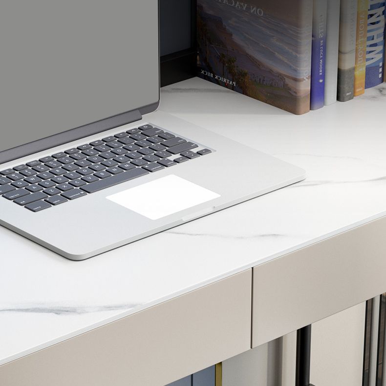 Stone Contemporary Writing Desk Bedroom Office Desk with Black Legs Clearhalo 'furn' 'furn_office_desk' 'Furniture' 'Office Desks' 'Office Furniture' 'office_desk' 1200x1200_6a73a7f1-8788-4ded-9187-8a0fd4a61ae7