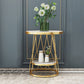 Frame Gold/black Metal Base Design Rock Sheet White/black Top Round Side Table