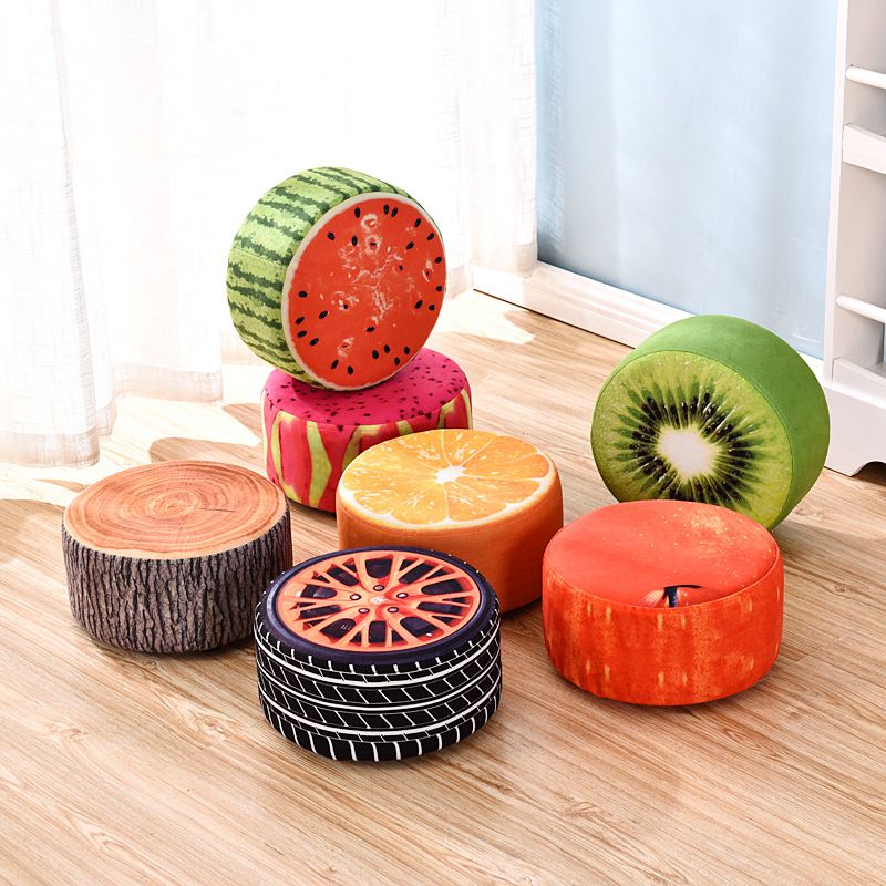 Round Pouf Upholstered Scratch Resistant Contemporary Fruit Printed Fabric Footstool Clearhalo 'furn' 'furn_ottomans_poufs' 'Furniture' 'Living Room Furniture' 'Ottomans & Poufs' 'ottomans_poufs' 1200x1200_6a756ed1-f6e9-462d-a517-dee2f66e4e0d