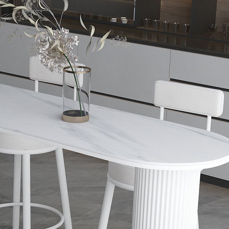 Industrial Iron Bar Dining Table with Stone Top Indoor Bistro Table Fixed Table Clearhalo 'Bar Furniture' 'Bar Tables' 'bar_tables' 'furn' 'furn_bar_tables' 'Furniture' 'furniture_bar_tables' 'Kitchen & Dining Furniture' 1200x1200_6a76033d-95d8-4441-8963-1ebadc53882f