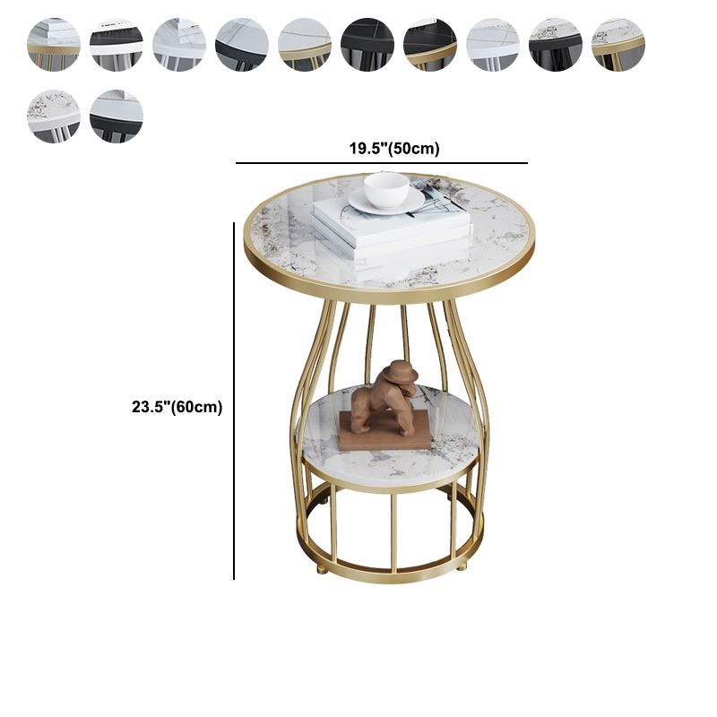 Contemporary Stone Top End Table Dia 19.69" Frame Shelf Included Side Table Clearhalo 'Coffee & Accent Tables' 'End & Side Tables' 'end_side_tables' 'furn' 'furn_end_side_tables' 'Furniture' 'Living Room Furniture' 1200x1200_6a768bc0-7411-46de-b6d5-12e1ada11b43