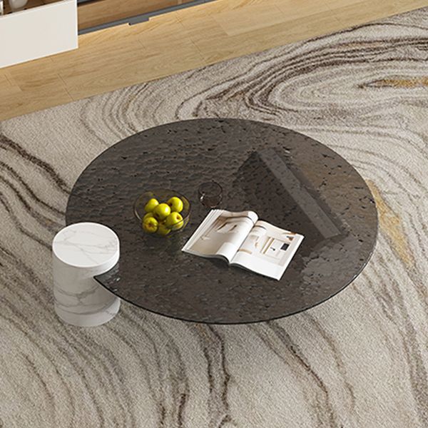 9"H Single Round Black Marble Coffee Cocktail Table with Glass Top Clearhalo 'Coffee & Accent Tables' 'Coffee Tables' 'coffee_tables' 'furn' 'furn_coffee_tables' 'Furniture' 'Living Room Furniture' 1200x1200_6a768dba-33e2-486c-98ea-69778232bfbf