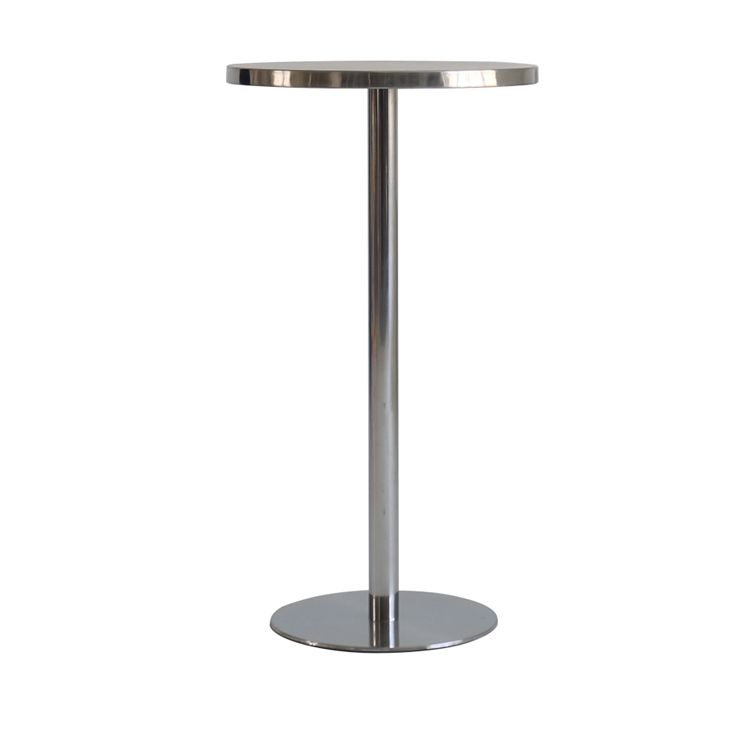 Contemporary Bar Dining Table Steel Bar Height Cocktail Table with Pedestal Base in Silver Clearhalo 'Bar Furniture' 'Bar Tables' 'bar_tables' 'furn' 'furn_bar_tables' 'Furniture' 'furniture_bar_tables' 'Kitchen & Dining Furniture' 'kitchen&dining_furn' 'kitchen' 1200x1200_6a76ca60-f507-4bba-bdc5-3f30aa984314