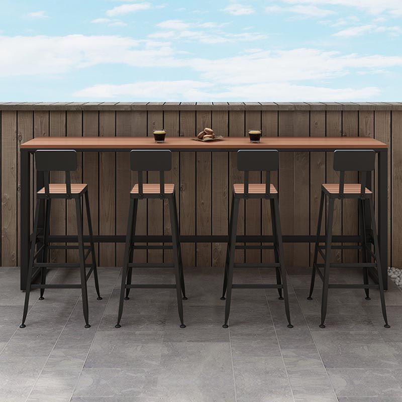 Juego de mesa de bar rectangular de madera, mesa de mostrador industrial de 1/5 piezas con taburetes altos