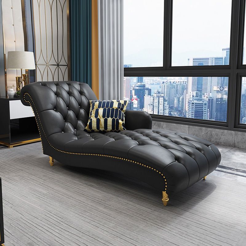 Glam Genuine Leather Chaise Lounge Living Room Chaise with One Armed Clearhalo 'Chairs & Seating' 'Chaise Lounge' 'chaise_lounge' 'furn' 'furn_chaise_lounge' 'Furniture' 'Living Room Furniture' 1200x1200_6a789613-d7b3-406e-be40-f439b6686651