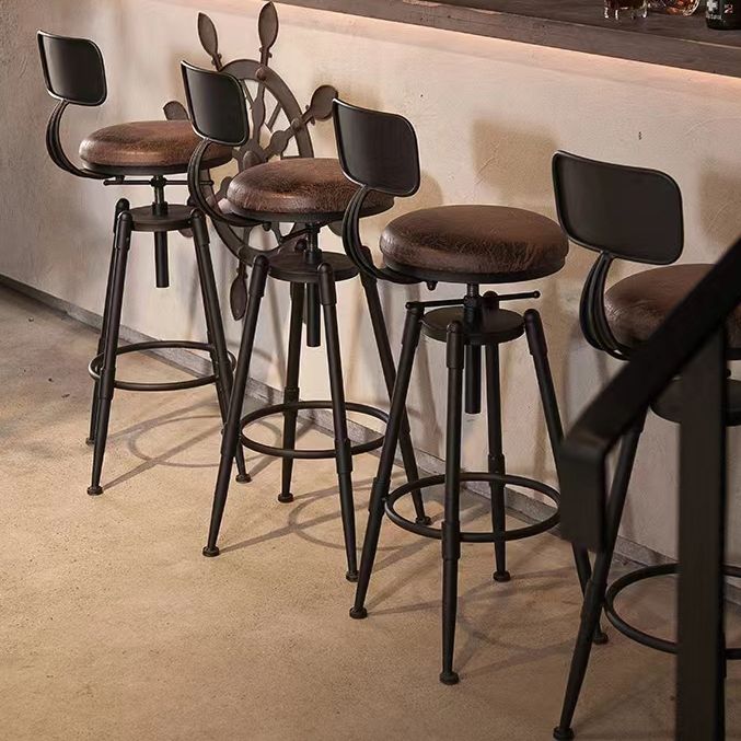 Modern Armless Rotatable Counter Stool Iron Cafe Bar Stool with Seat and Pedal Clearhalo 'Bar Furniture' 'Bar Stools' 'bar_stools' 'furn' 'furn_bar_stools' 'Furniture' 'Kitchen & Dining Furniture' 1200x1200_6a78a801-c8e7-4594-a284-77c0da3b38b2