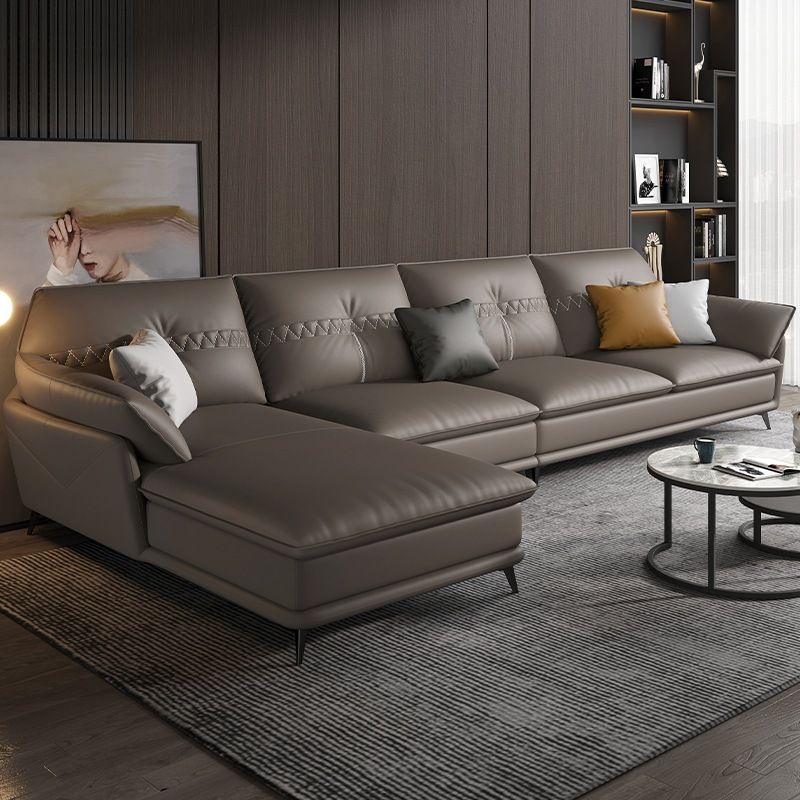 Contemporary Faux Leather Stationary Living Room Pillow Top Arm Seating