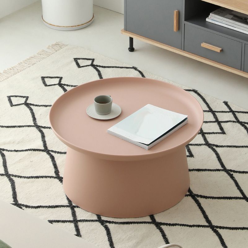 Round Pedestal 1 Coffee Table in Macaroon,  Modern Plastic Table