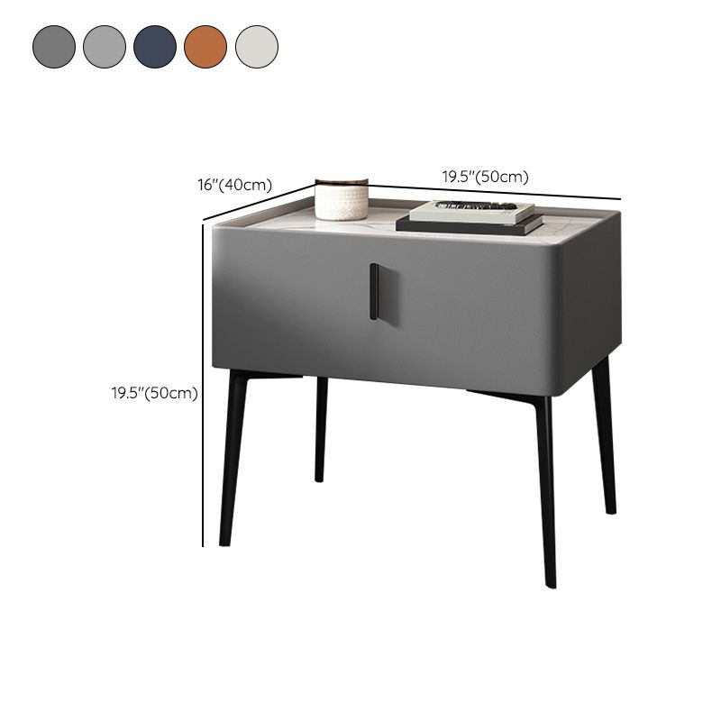 Mesita de noche contemporánea de madera maciza con 1 cajón, 19,7" de alto