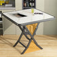 Modern White Foldable Dining Table Wood Tabletop with Metal Legs