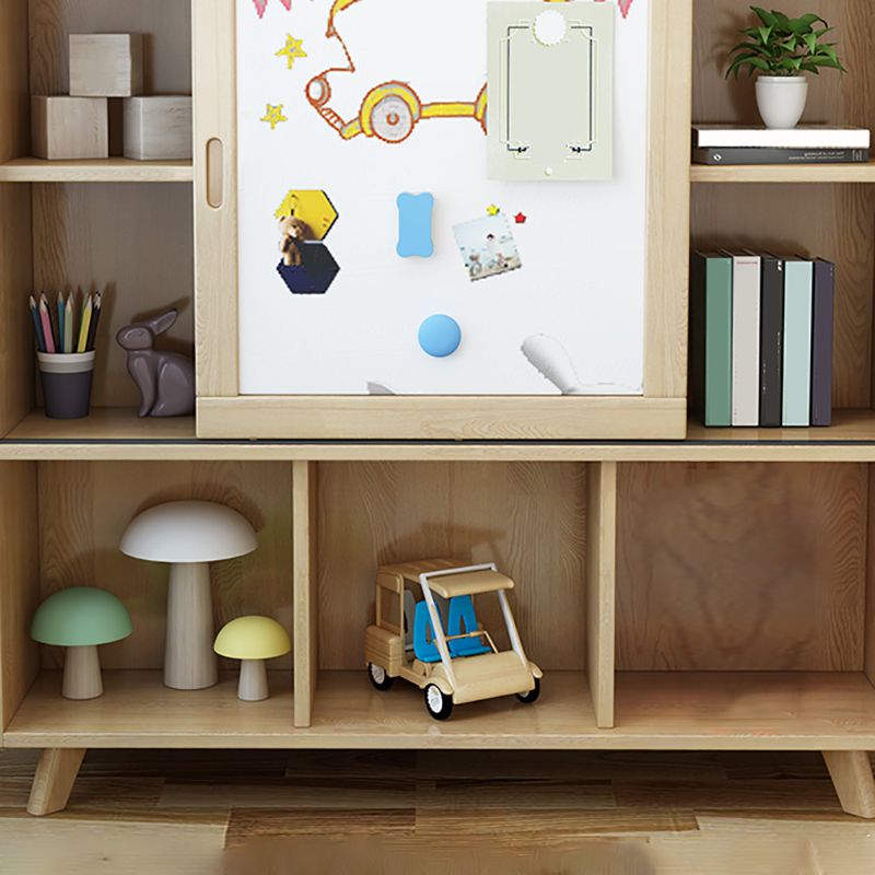 Modern Bookcase Wooden Close Back Bookshelf with Sliding Door