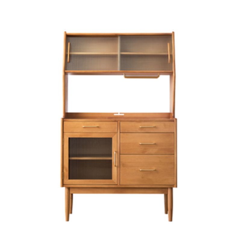 Contemporary China Cabinet Wooden Glass Doors Dining Hutch with Drawers Clearhalo 'Display & China Cabinets' 'display_china_cabinets' 'furn' 'furn_display_china_cabinets' 'Furniture' 'Kitchen & Dining Furniture' 1200x1200_6a7ebf83-d2bb-4206-92f7-0a0b23acf7b1