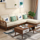 Solid Wood/Linen Natural Sofa with Chaise Nordic 34.65" H Cushions Sofa