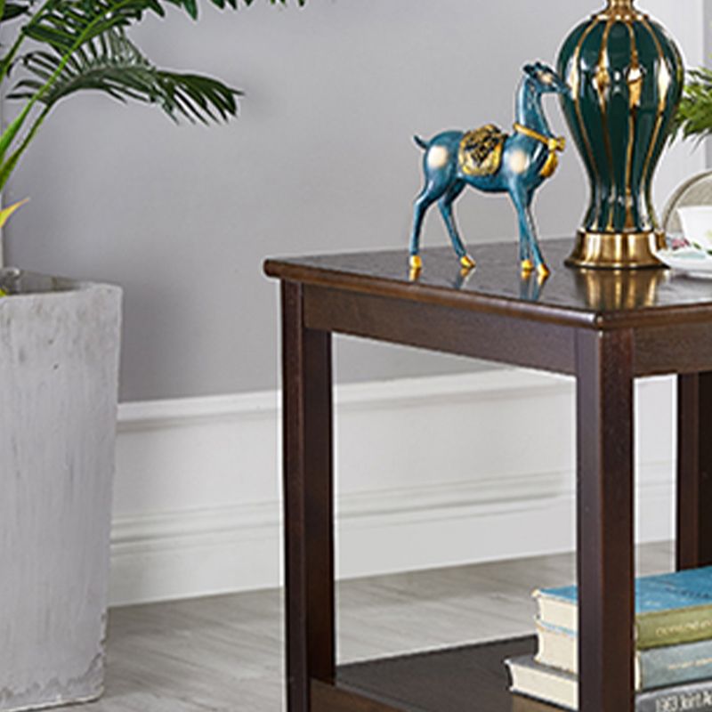 Rubberwood Double Tier End Table, Brown End Table with Storage Clearhalo 'Coffee & Accent Tables' 'End & Side Tables' 'end_side_table' 'end_side_tables' 'furn' 'furn_end_side_tables' 'Furniture' 'furniture_end_side_table' 'Living Room Furniture' 1200x1200_6a86353c-332c-4bc9-9b99-2ad302e50ec2