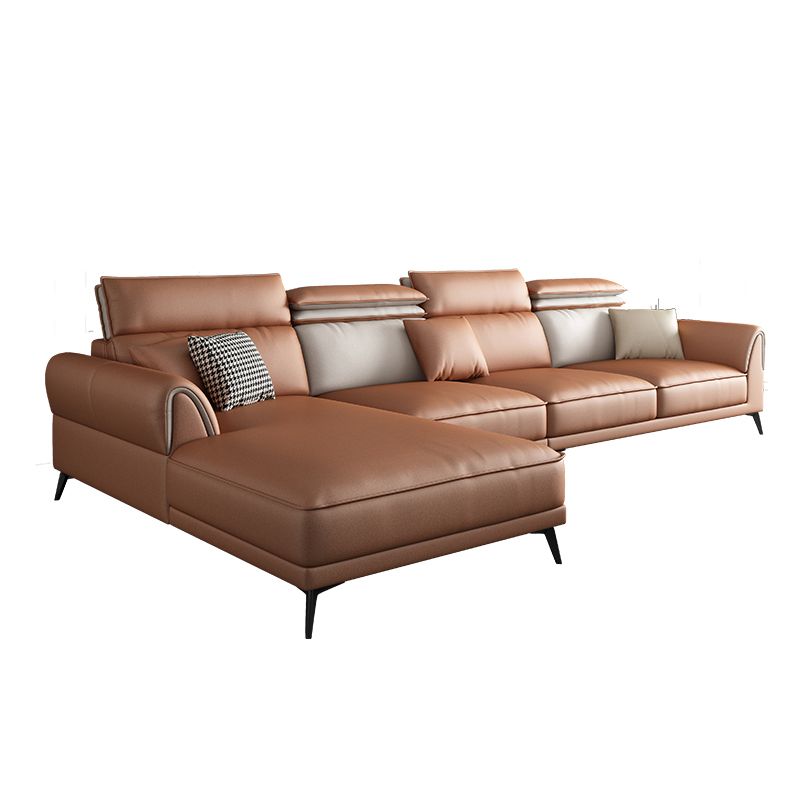 Contemporary Stain-Resistant Faux Leather 4-Seater L-Shape Sofa