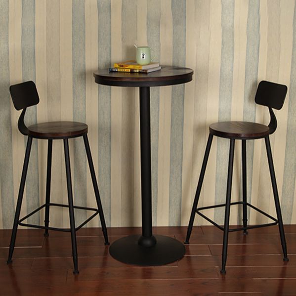 Industrial Backrest Armless Counter Stool Iron Cafe Bar Stool with Seat and Pedal