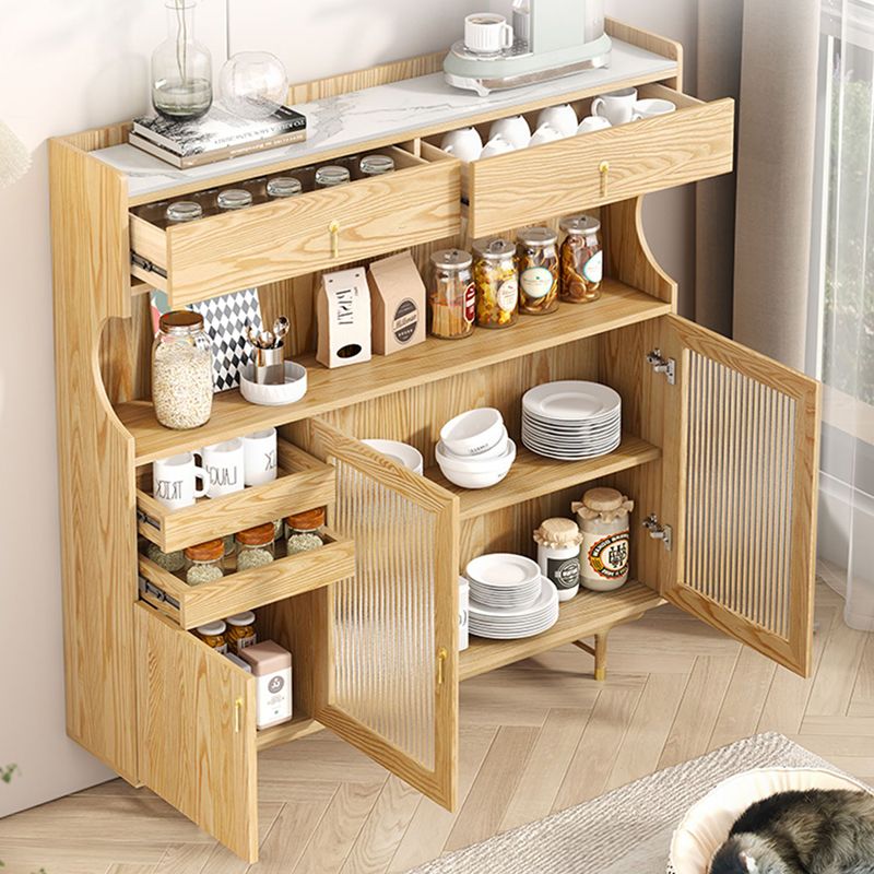 Contemporary Glass Doors Dining Hutch Ash Storage Cabinet for Dining Room Clearhalo 'Display & China Cabinets' 'display_china_cabinets' 'furn' 'furn_display_china_cabinets' 'Furniture' 'Kitchen & Dining Furniture' 1200x1200_6a8ad469-8eeb-448f-ac11-ba7a060d68f2