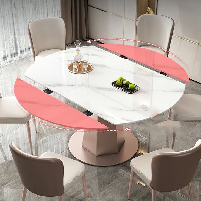 Modern Round Stone Top Dining Table with Pedestal for Living Room
