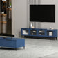 Mueble para TV con almacenamiento cerrado escandinavo Mueble para TV de madera sintética con 4 puertas