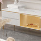 Glam TV Media Console Enclosed Storage Stone Stand Console for Living Room